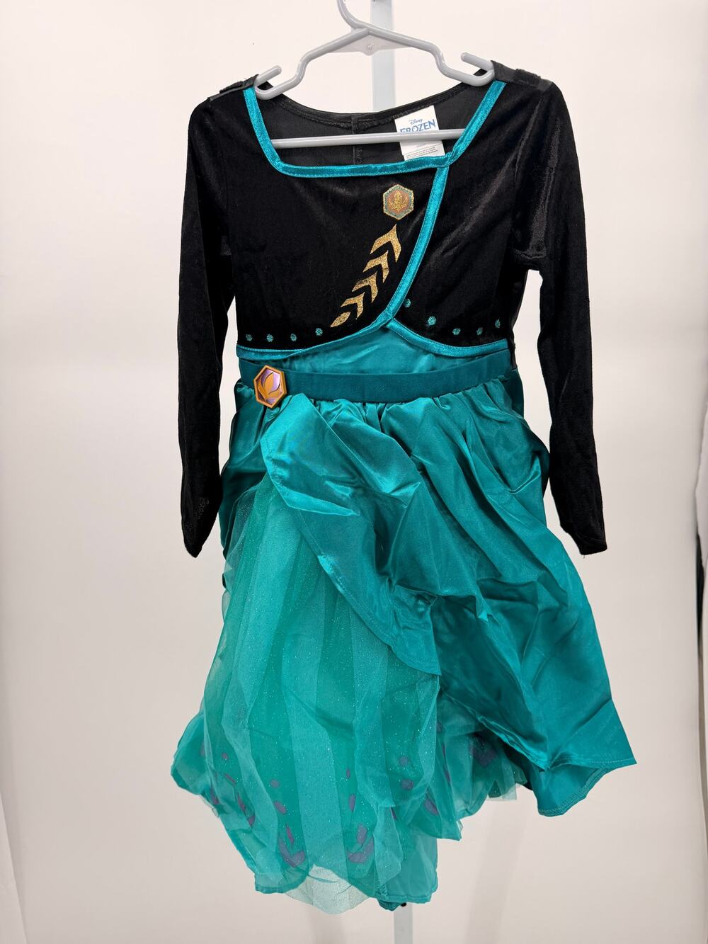 Disney Frozen Anna Girls Costume Dress XS 3T-4T Teal Black Halloween No Tags